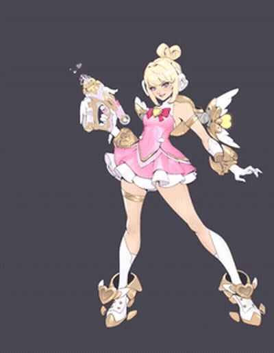 Girl In Pink Dress With Gun GIF