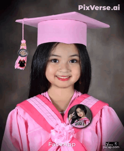 Girl In Pink Graduation Cap And Gown 2021 GIF
