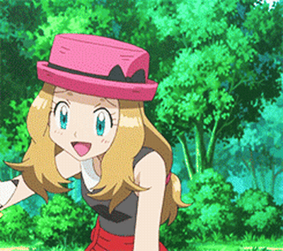 Girl In Pink Hat And Red Skirt Standing In Forest GIF