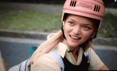 Girl In Pink Helmet Saying Atlanta GIF