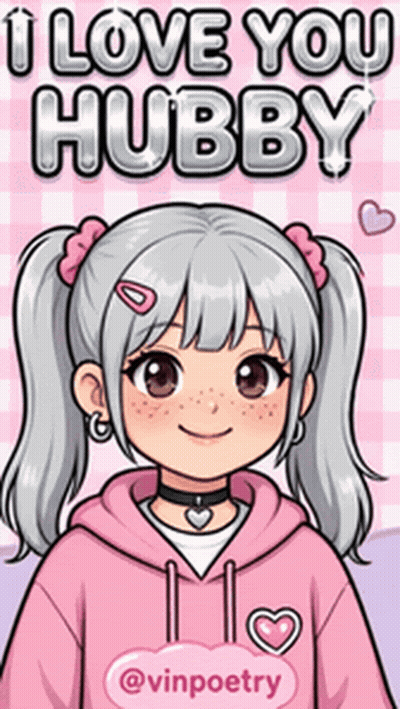 Girl in Pink Hoodie Saying I Love You Hubby