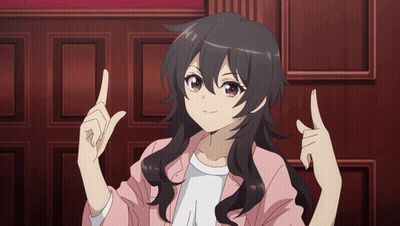 Girl In Pink Jacket Pointing Up GIF