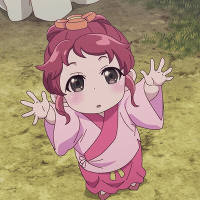 Girl In Pink Kimono Looking Up GIF