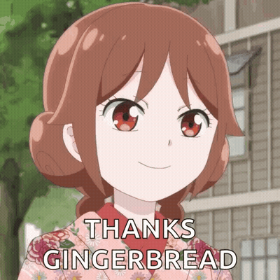 Girl In Pink Kimono Saying Thanks Gingerbread GIF