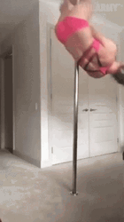 Girl In Pink Pole Dancing Fail GIF