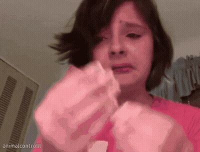Girl In Pink Shirt Crying Holding Pink Item Animal Control GIF