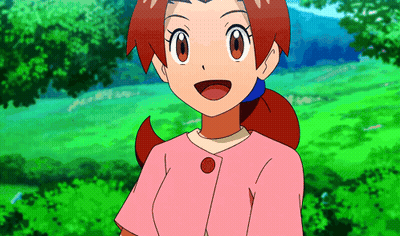 Girl In Pink Shirt With Red Button GIF