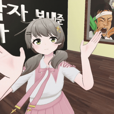 Girl In Pink Skirt High Fiving In Front Of T Sign GIF