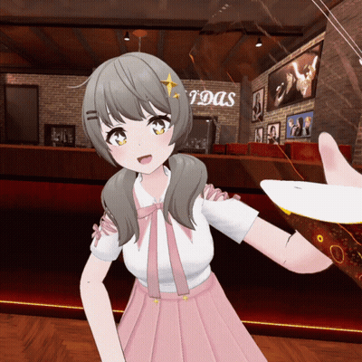 Girl In Pink Skirt In Front Of 7Das Sign GIF