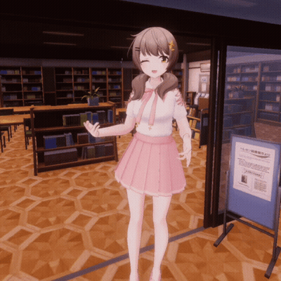 Girl In Pink Skirt Standing In Front Of Sign Saying A GIF