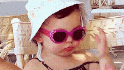 Girl In Pink Sunglasses And Hat GIF
