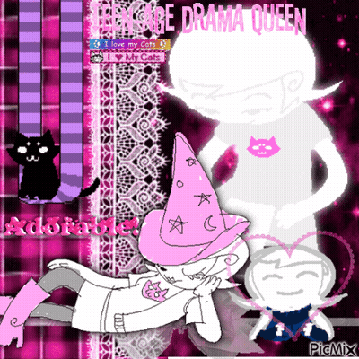 Girl In Pink Witch Hat Saying I Love My Cats GIF