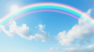 Girl In Pirate Outfit Under Rainbow GIF