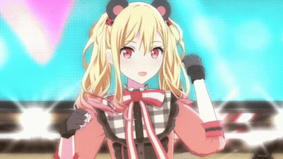Girl In Plaid Dress With Bear Headband GIF