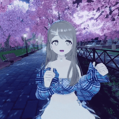 Girl In Plaid Shirt Standing In Park GIF