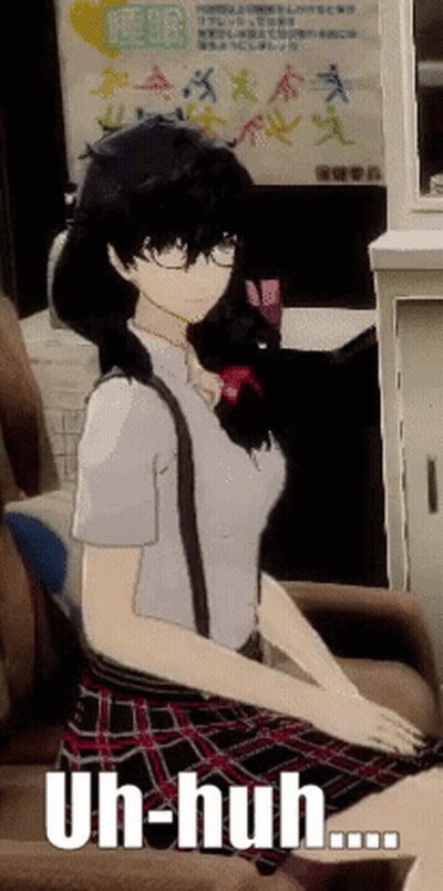 Girl In Plaid Skirt By Uh Huh Sign GIF