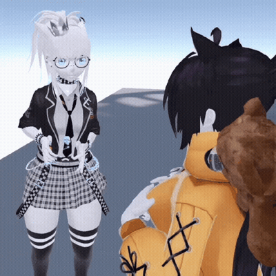 Girl In Plaid Skirt Next To Boy With Yellow Jacket GIF