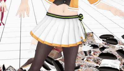 Girl In Pleated Skirt With Pile Of Books GIF