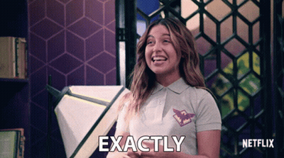 Girl In Polo Shirt Saying Exactly Netflix Logo GIF