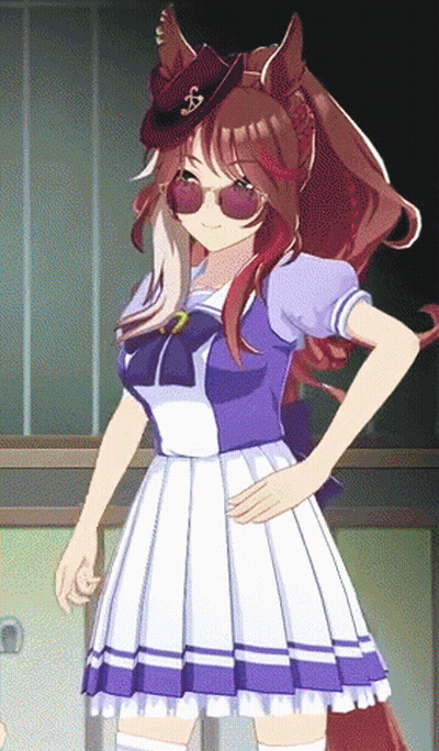 Girl In Purple And White Dress With Hat Letter S GIF