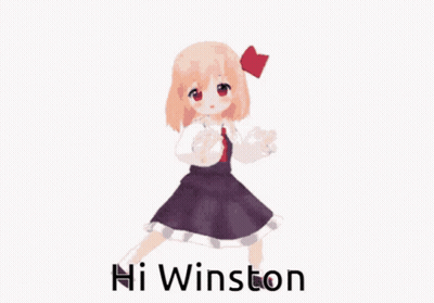 Girl In Purple Dress Saying Hi Winston GIF
