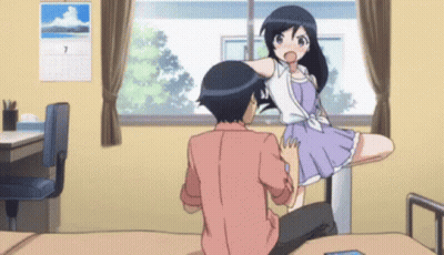 Girl in Purple Dress Sitting on Man's Lap