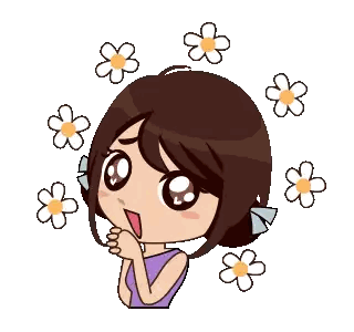 Girl In Purple Dress Surrounded By Flowers Sticker