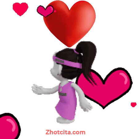 Girl in Purple Dress Surrounded by Hearts Zhotcita.com