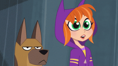 Girl In Purple Hoodie With Dog GIF