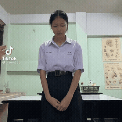 Girl In Purple Shirt And Black Skirt With TikTok Sticker GIF