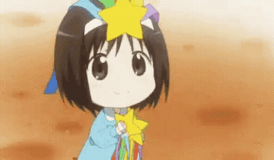 Girl In Rainbow Hat Holding Star GIF