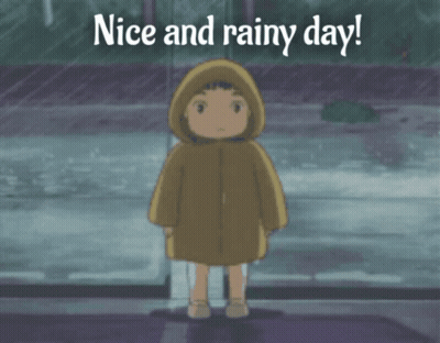 Girl In Raincoat Saying Nice Rainy Day GIF