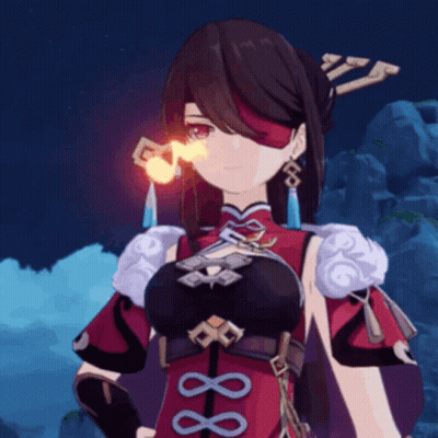 Girl in Red and Black Outfit With Flame Eye