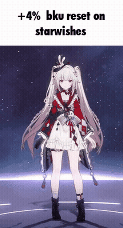 Girl In Red And White Dress Standing In Circle +4% Bku Reset On Starwishes GIF