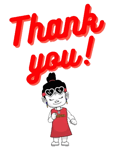 Girl In Red Dress And Sunglasses Saying Thank You Sticker