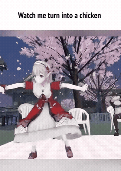 Girl In Red Dress Dancing Watch Me Turn Into A Chicken GIF