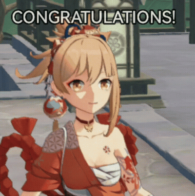 Girl In Red Dress Saying Congratulations GIF