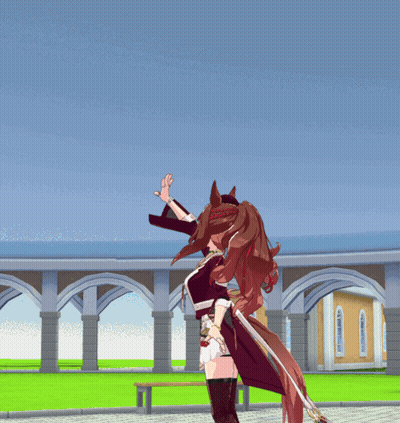 Girl In Red Dress Standing With Hand In Pocket GIF