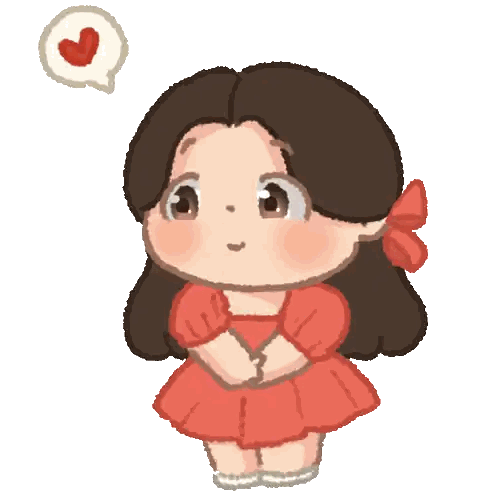 Girl In Red Dress With Heart Speech Bubble Sticker