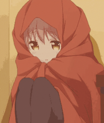 Girl In Red Hood Sitting GIF
