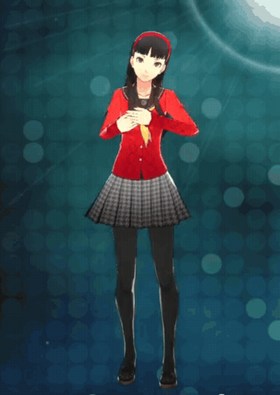 Girl In Red Jacket And Plaid Skirt Dancing In Video Game GIF