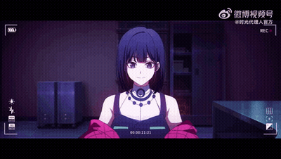 Girl In Red Jacket Being Recorded With Rec Button GIF