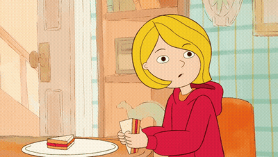 Girl In Red Jacket Holding Sandwich GIF