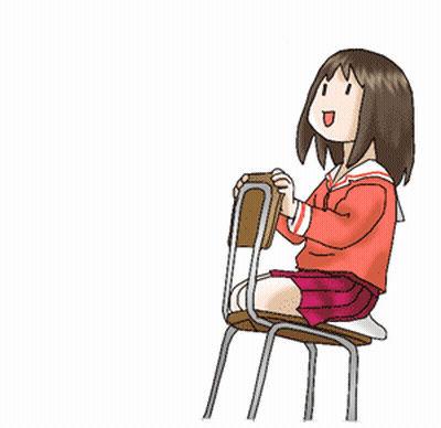 Girl In Red Shirt Sitting On Chair GIF