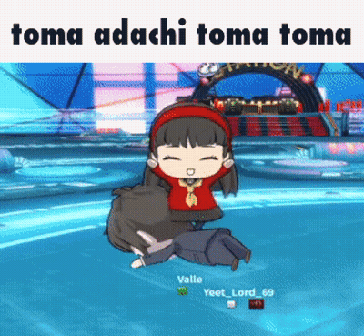 Girl In Red Shirt Sitting On Man's Lap In Video Game GIF