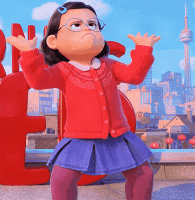 Girl In Red Sweater, Blue Skirt, Large N GIF