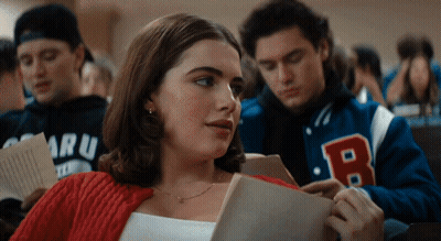 Girl In Red Sweater Reading Book GIF