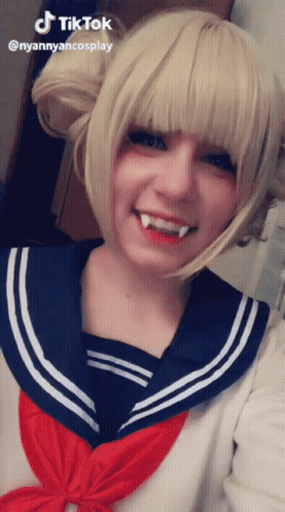 Girl In Sailor Suit Smiling With TikTok Sticker GIF