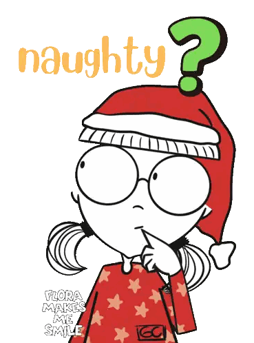 Girl In Santa Hat And Glasses Naughty Sticker