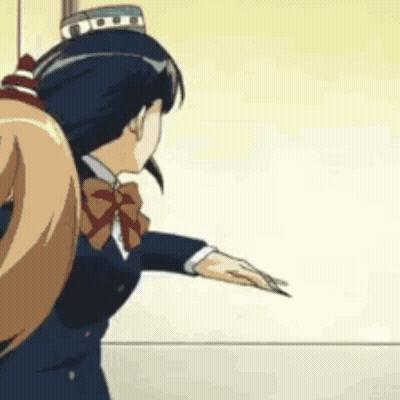 Girl In School Uniform Hand Outstretched GIF